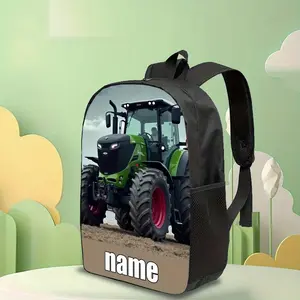 1pc, Custom Name, Tractor Pattern Backpack, Vibrant Cartoon Design, Large Capacity 17-Inch Casual Laptop Bag, with Water Bottle Holder, Adjustable Shoulder Straps, Lightweight And Durable, Suitable for School, Work, Travel, Fitness, Picnics