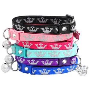 Silver Crowns Breakaway Safety Cat Collar with Jingle Bell & Charm By Pugs2Persians Royal Prince Princess Queen King Duchess Royalty