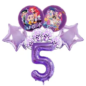 9 Piece K-Pop Demon Hunter Party Balloon Set, Birthday Celebration, Anniversary, Kpop Style Foil Balloons, Summer Party Decorations