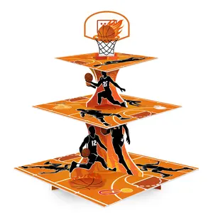 Basketball Cupcake Stand, 3 Tier Basketball Party Decorations Cupcake Stand - Basketball Theme Party Cupcake Stand Sports Theme Party Cupcake Tower, for Basketball Theme Birthday Party Decorations