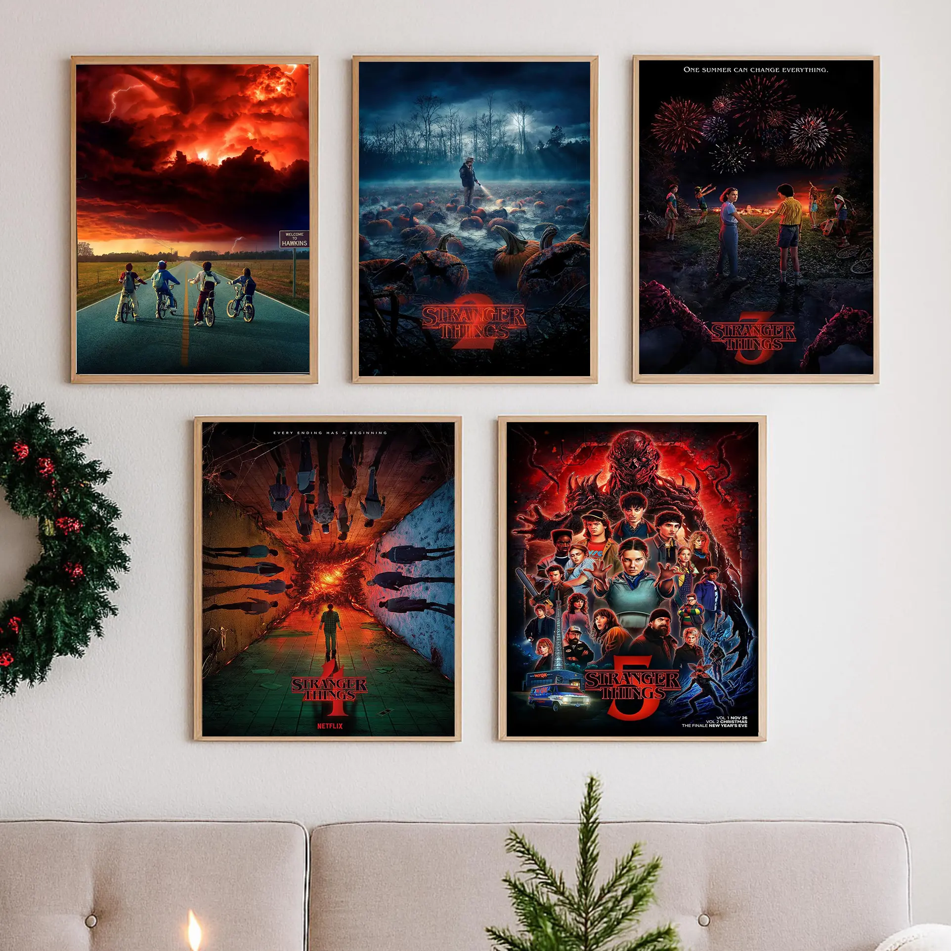 Stranger Things 1-4 High-Quality Art Poster Set (4 Pieces) - Frame-Compatible Print Design, Artistic Creative Picture Image, Home Supplies Wall Decor, Fan Gift for Dorm Rooms