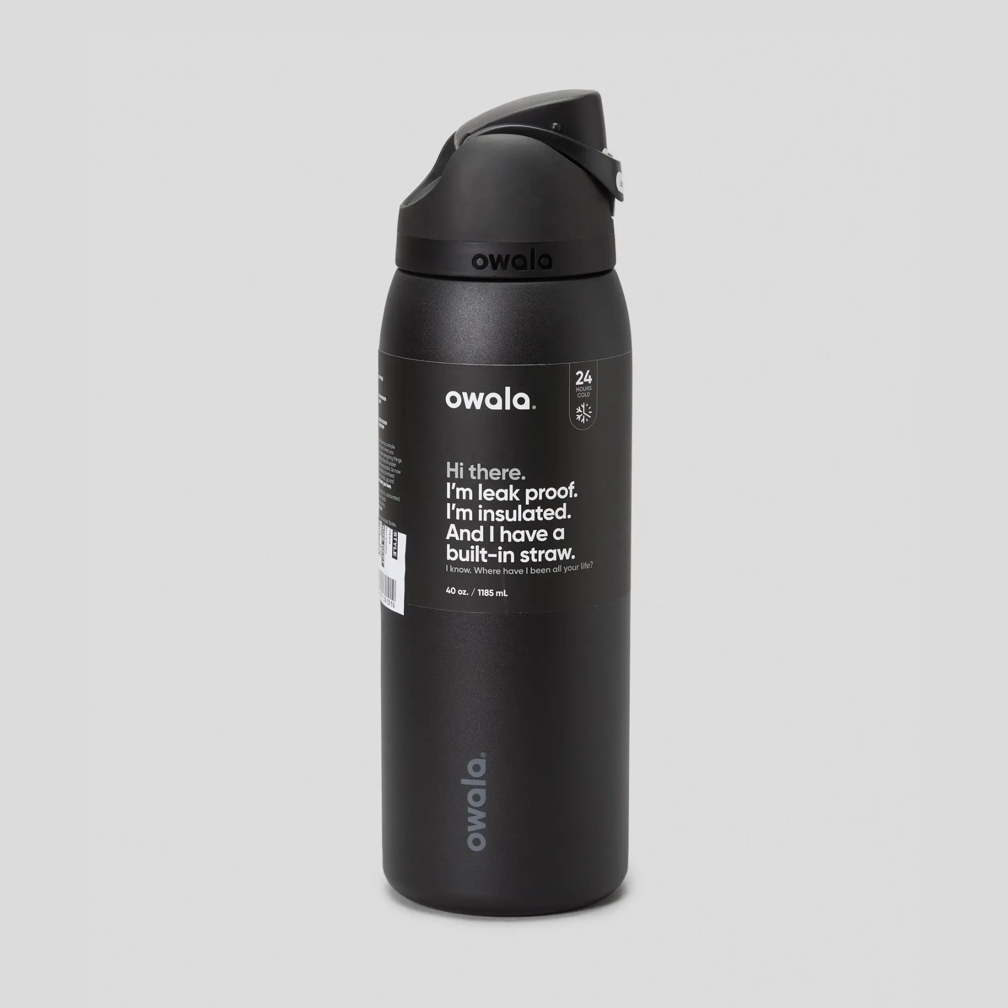 Owala FreeSip 32oz Insulated Stainless Steel Water Bottle, Black, Leak-Proof with Built-In Straw