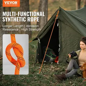 VEVOR Double Braided Polyester Rope, 1/2 inx 220 ft, 48 Strands, 8000 LBS Breaking Strength Outdoor Climbing Rope, Arborist Rigging Rope for Rock Hiking Camping Swing Rappelling Rescue, Orange/BlackVEVOR Super Brand Day