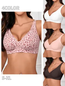 1/4 PCS Deep V Jelly Bra, Invisible Seamless Wireless Lingerie, Medium Support, Casual Style, Comfortable Daily Wear, Women's Underwear, Jelly Bralettes