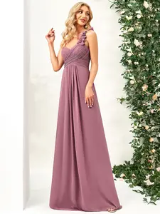 Ever-Pretty Chiffon One Shoulder Maxi Long Bridesmaid Dresses for Women 09768 Formal Strap