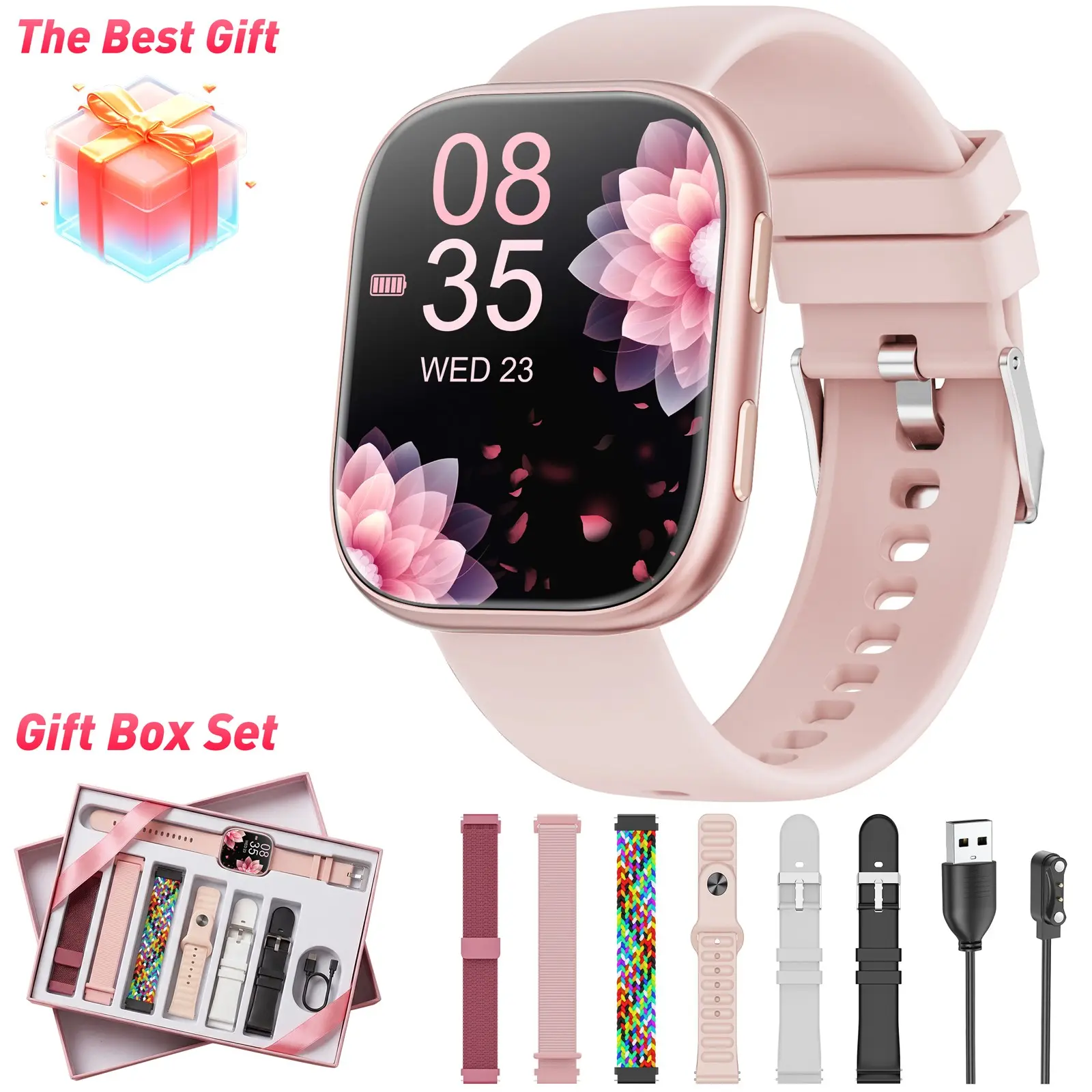 2026 Smartwatch Gift Box Set, Unisex Fitness Tracker, Workout Watch, 1.83 Inch HD Display, 100+ Sports Modes, Ip67 Waterproof, Compatible iOS & Android, Digital Smart Watch, Sports Tracking Smartwatch, Waterproof Fitness Smartwatches
