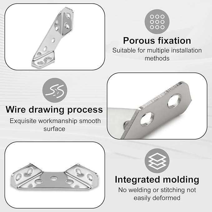 Spring Home Improvement Must-Have 20PCS Universal Stainless Steel Corner Bracket, Premium Angle Bracket with Screws, Triangular Furniture Corner Connectors for Wood Furniture, Drawers, Cabinets, Tables, and Chairs