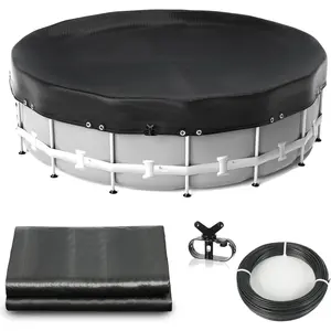 Pool Covers for Above Ground Pools, 6ft Round Extra-Thick Winter Cover with Winch & , Dual-Coated UV & Aging Protection, Heat-Welded -Resistant Design, Black