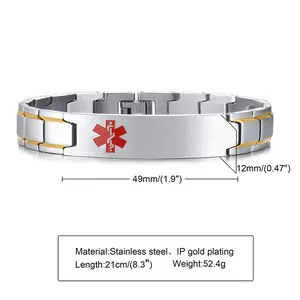 F10  Custom Engravable ID Bracelet for Men | Stainless Steel Link Bracelet
