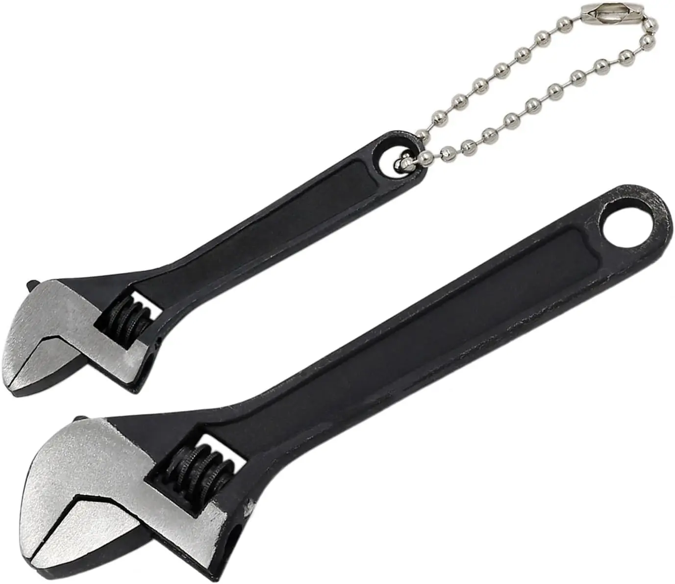 2-Piece Mini Adjustable Wrenches Set - 2.5in & 4in Sturdy Metal Compact Hand Tools, Knurled Grip, Adjustable Width, Handle Hole for Repair Tasks
