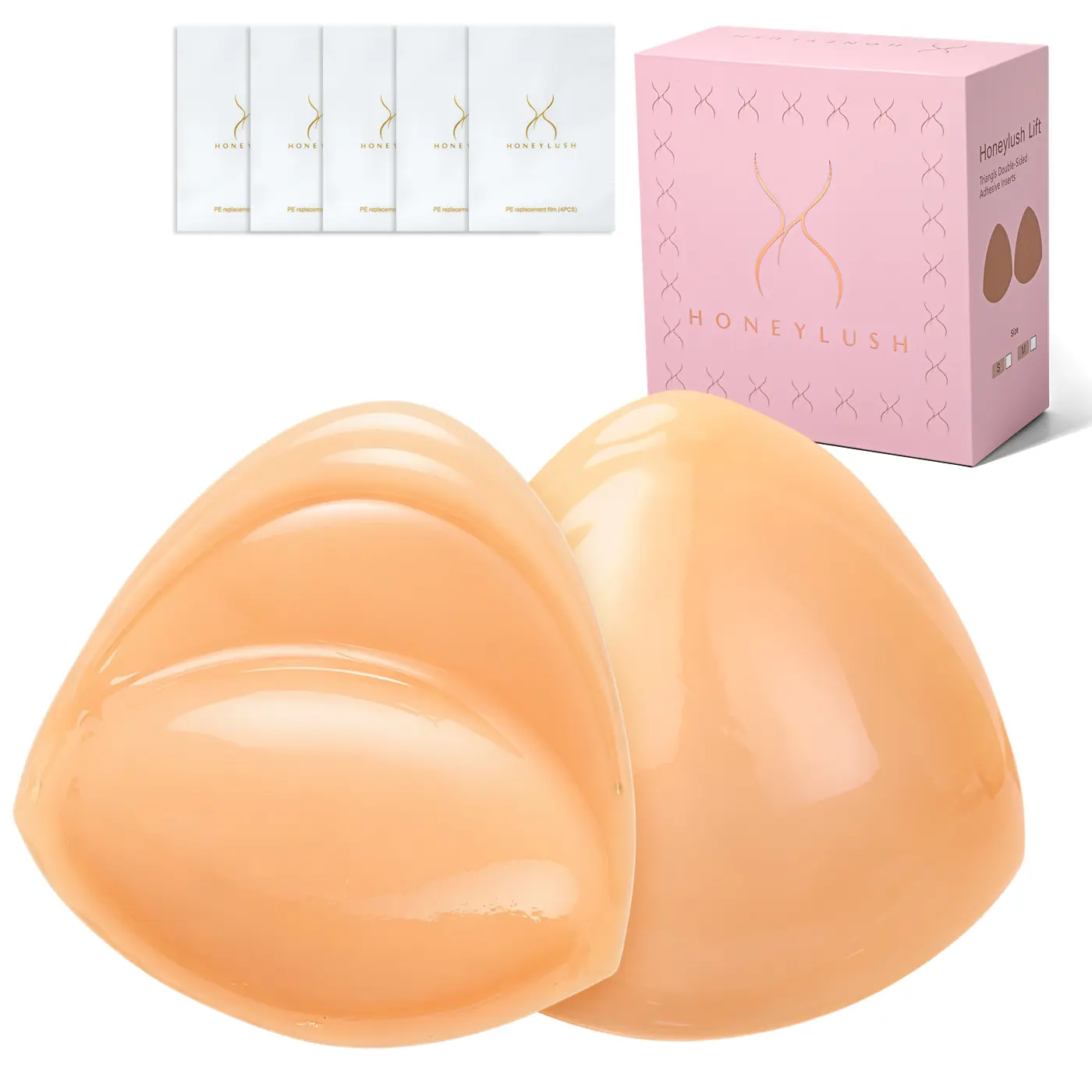 Honeylush Lift Adhesive Breast Pads - Reusable Silicone Nipple Covers for Instant Push-Up & Cleavage Shaping, Invisible Silicone Pasties for Low-Cut Dresses Beige Womenswear