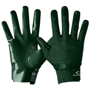 Cutters Rev Pro 5.0 Dark Green Football Receiver Gloves - Air C-TACK Grip, Lightweight Design, All-Weather Performance, Machine Washable