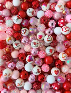 16mm Valentine Mixed Beads, Valentine Season, Cupid Beads, Lovers Season, Randomly Assorted Beads, Mixed Colors, Acrylic, Loose, Chunky, Round, Gumball, Crafting Supplies