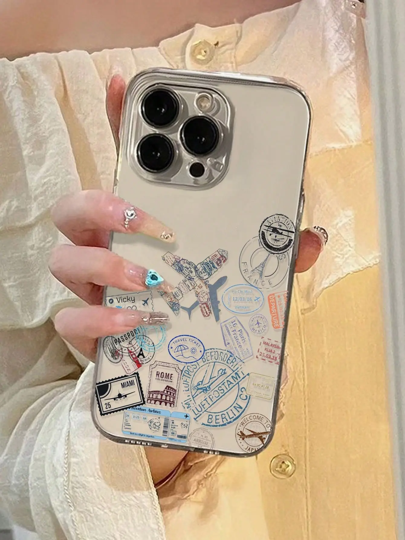 1pc Hollow Airplane Pattern Colorful Minimalist Creative Shockproof Phone Case Suitable For IPhone 17/17Pro/17ProMax/16/11/16Pro/16Plus/16ProMax/15ProMax/13/14/12