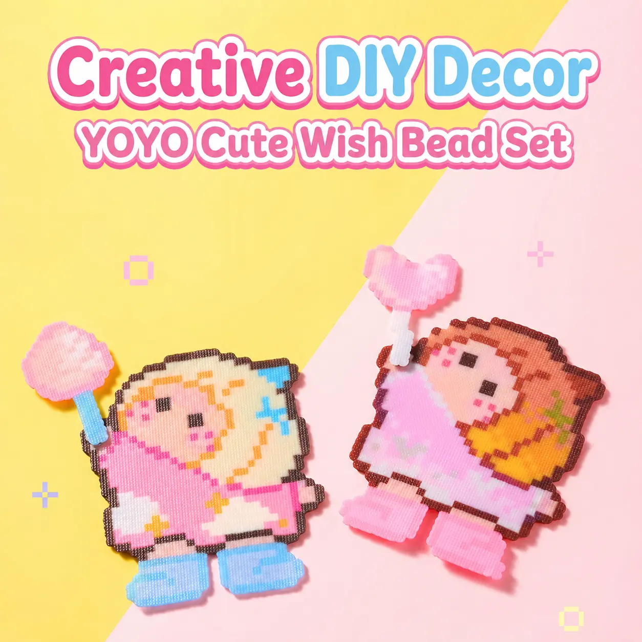 YOYO Sweet Wish Perler Bead Set Lovely DIY Melty Bead Craft Supplies Fun Creative Making Kit Nice Holiday Birthday Gift For Teenagers And Handcraft Lovers