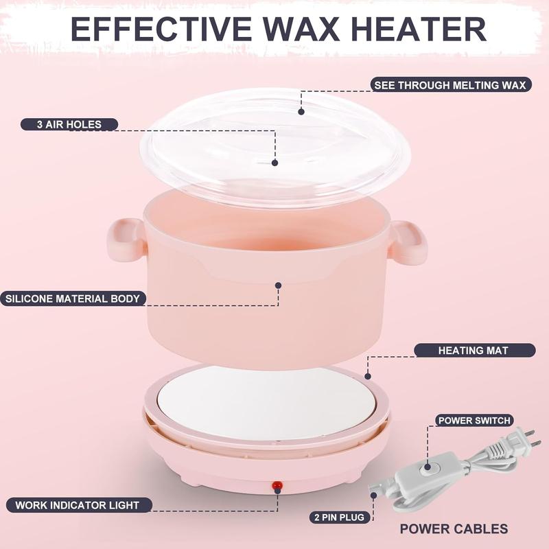 Waxing Kit for Women and Men, Home Wax Warmer with 3 Pack Hard Wax Beads, Hot Wax Hair Removal Paraffin Warm Crème Wax Melter for Brazilian Body Underarm Bikini Chest Legs Face Brows Upper Lips Eyebrow Sideburn Nose Ear Hair Removal Kit