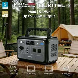 OUKITELL P800 512Wh Portable Power Station, Solar Generator Backup Power for Camping Outdoor Emergency,Grill B-C & Foldable Panels for Home Backup Power Outage Emergency deep cycle