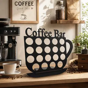 Coffee Cup Pattern Coffee Capsule Wooden Storage Rack, Home Coffee Bar Display, Restaurant Countertop Decoration, Gift for Coffee Enthusiasts, Coffee Bar Accessories