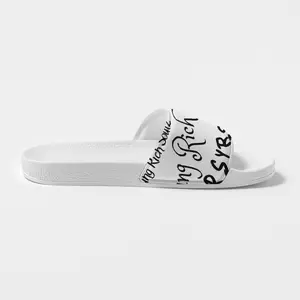 Mono Luxury Men's Beach Sandal - White Slide with 'Young Rich Soulz' Custom Design for Comfortable Summer Wear