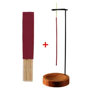 Incense Holder & Incense Stick Set, 1 Set Wooden Base Incense Holder & 20pcs Incense Stick, Home Fragrance Aromatherapy Scent Diffuser for Yoga Meditation Reading Room Decor