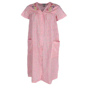 Elegant Emily Women's Gingham Plus Size Duster with Floral Detailing