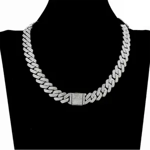 Cuban Link Chain for Men Women,Iced Out Chain,Hip Hop Chain for Valentines Gift Necklace Fashionable Jewelry Chic All Ages Sparkling Zircon Inlay Stainless Steel Choker