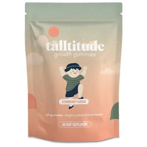 Talltitude Growth Gummies for Kids & Teens – Strawberry Flavor | Natural Height Support, Bone & Brain Health Supplement with Vitamin D, K, Calcium, Ashwagandha & L-Arginine | Ages 6-18 | Dietary & Fitness Nutrition Healthcare