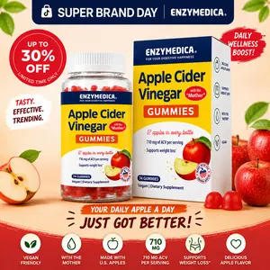 Enzymedica Apple Cider Vinegar Supplement for Women & Men - Apple Cider Vinegar Gummies with Mother, 1000 mcg Vitamin B12 & 710 mg ACV per Serving, Gut Health & Digestive Support, Vegan