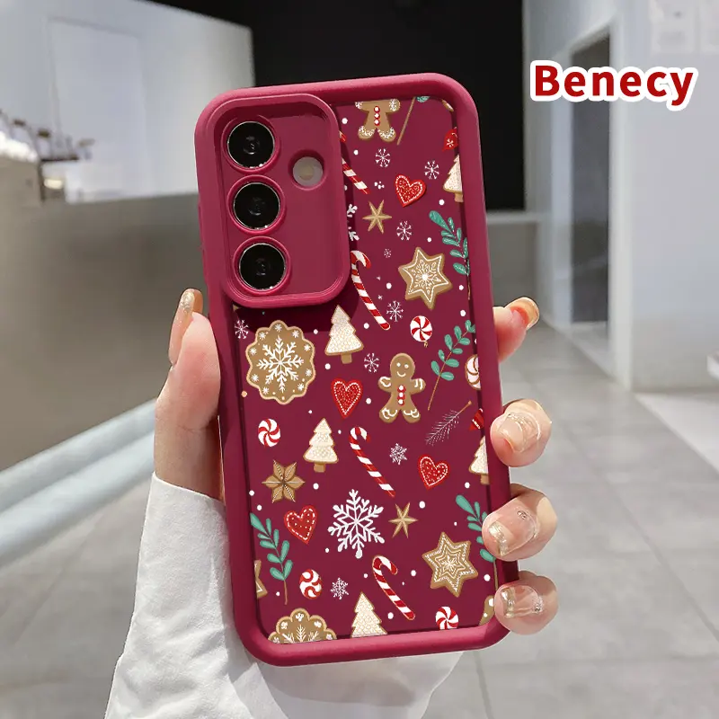 TPU Cellphone Case for SAMSUNG Galaxy S22+ S23 Ultra S24 Plus S25, Christmas Cookie Dream Pattern, Pocket-Friendly, Shockproof Durable Silicone Protection, Matte Surface Feels Secure in Hand Phone Accessories, Cover