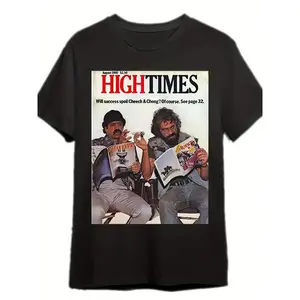 Cheech And Chong " High Times "   T-Shirt 339456 Funny Men's Short Sleeve Graphic T-shirt Collection Black PR-220g