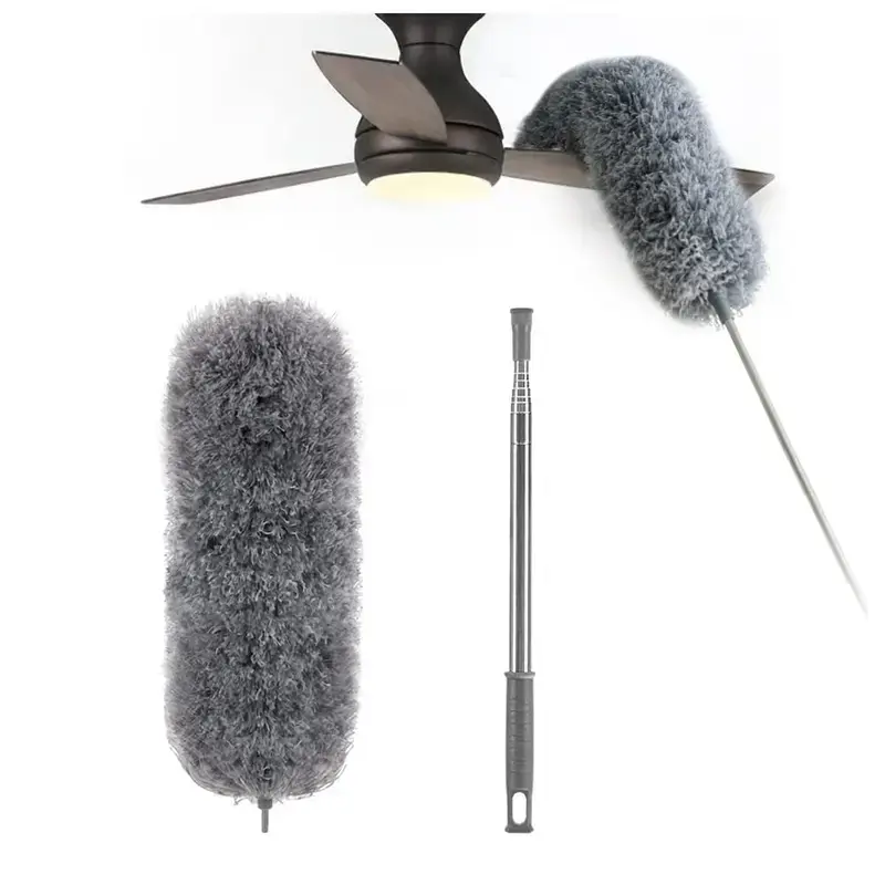 Bendable Microfiber Dust Duster with Telescoping Extension Pole, Reusable Washable Lint-Free Dust Wand for Ceiling Fan, High Ceilings, Furniture Corners & Hard-to-Reach Areas Household Cleaning Tool