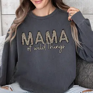 Women's Comfort Colors MAMA of Wild Things Leopard Print Sweatshirt