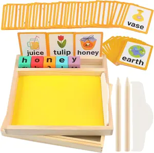 Sand Tray Toys Wooden Sand Writing Tray for Kids Classroom Home Learning Educational Sensory Toy Educational Sand Tray for 3 4 5 Year Old Kids Perfect Preschool Classroom Gift.Summervibes.