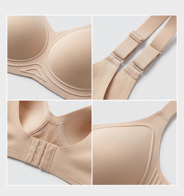 KatchMe Women's Elegant Solid Color Wide Strap Seamless Push-Up Wirefree Bra, Non-Wired 3/4Coverage Breathable Underwear, Smoothing Bralette