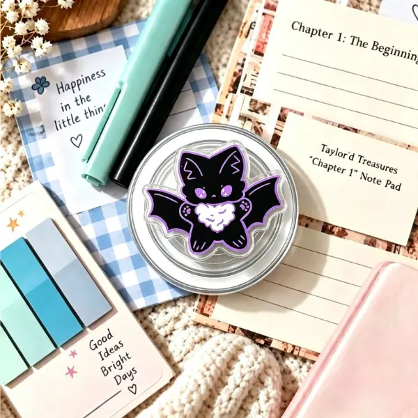 Spooky Purple Bat MagSafe Phone Grip, Cute Gothic Black Bat with Wings PopSocket, Spooky-Cute Aesthetic Accessory, Halloween & Fall Gift