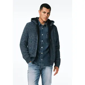 Walmick Men's Full-Zip Knit Hooded Jacket with Sherpa Lining, Mirage - BM24739