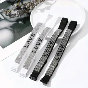 2pcs Rhinestone Bra Strap Beha-bandjes Verstelbare Elasticiteit Bra Shoulder Strap Detachable Adjustable Inlaid Diamond Bra Straps