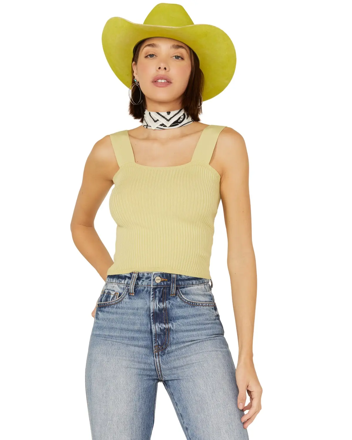 Shyanne Women's Women'S Rib Knit Sweater Tank Top - Swsp22sw34-Grn