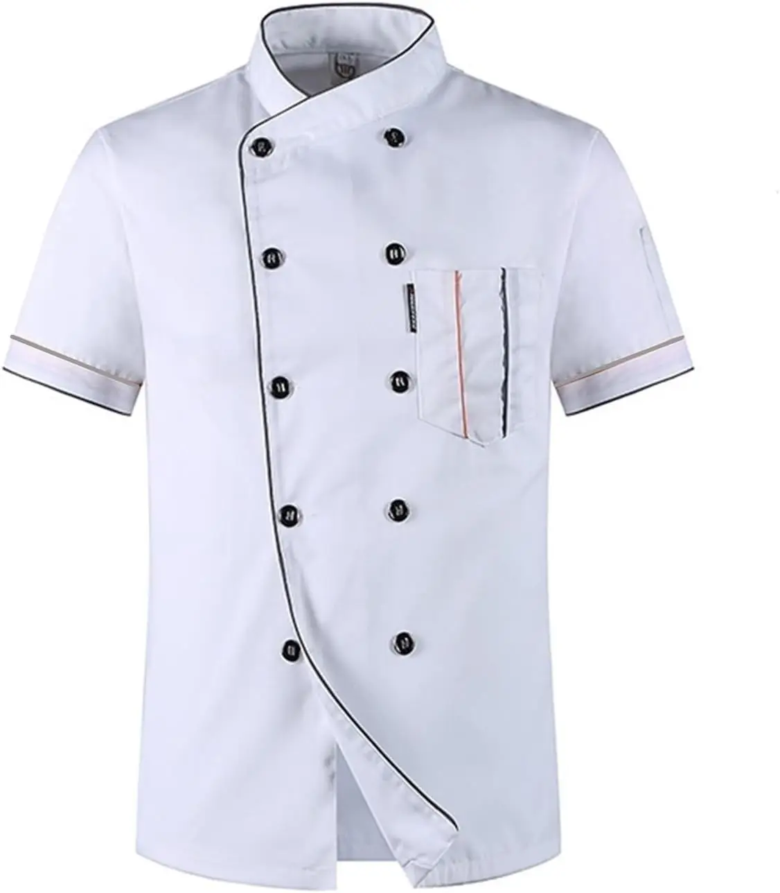 Men's Chef Coat Uniform Short Sleeve Cook Jacket Restaurant Kitchen Work Breathable Clothes