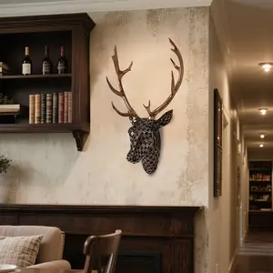 Mosaic Deer Head Wall Sculpture, Western Wall Art, Bedroom Bedside Decor, Artistic, Soft Art Atmosphere, Relaxing Emotions, Cozy and Elegant Space Addition, Decorative, Decoration