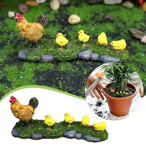 Mini Resin Chicken Art Decor-Garden Hen Resin Decoration,Dollhouse Miniature,Outdoor Chicken Statues Lawn Ornament,Mini Micro Landscaping Decoration