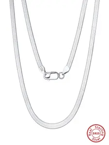 925 Sterling Silver 3mm Flexible Flat Herringbone Chain Necklace, Fashion Jewelry Accessories for Women & Girls, Trendy All-match, Chic, Elegant & Exquisite Jewelry for Birthday Gift