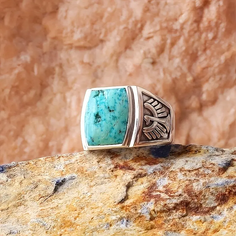 Vintage men's turquoise double eagle rin