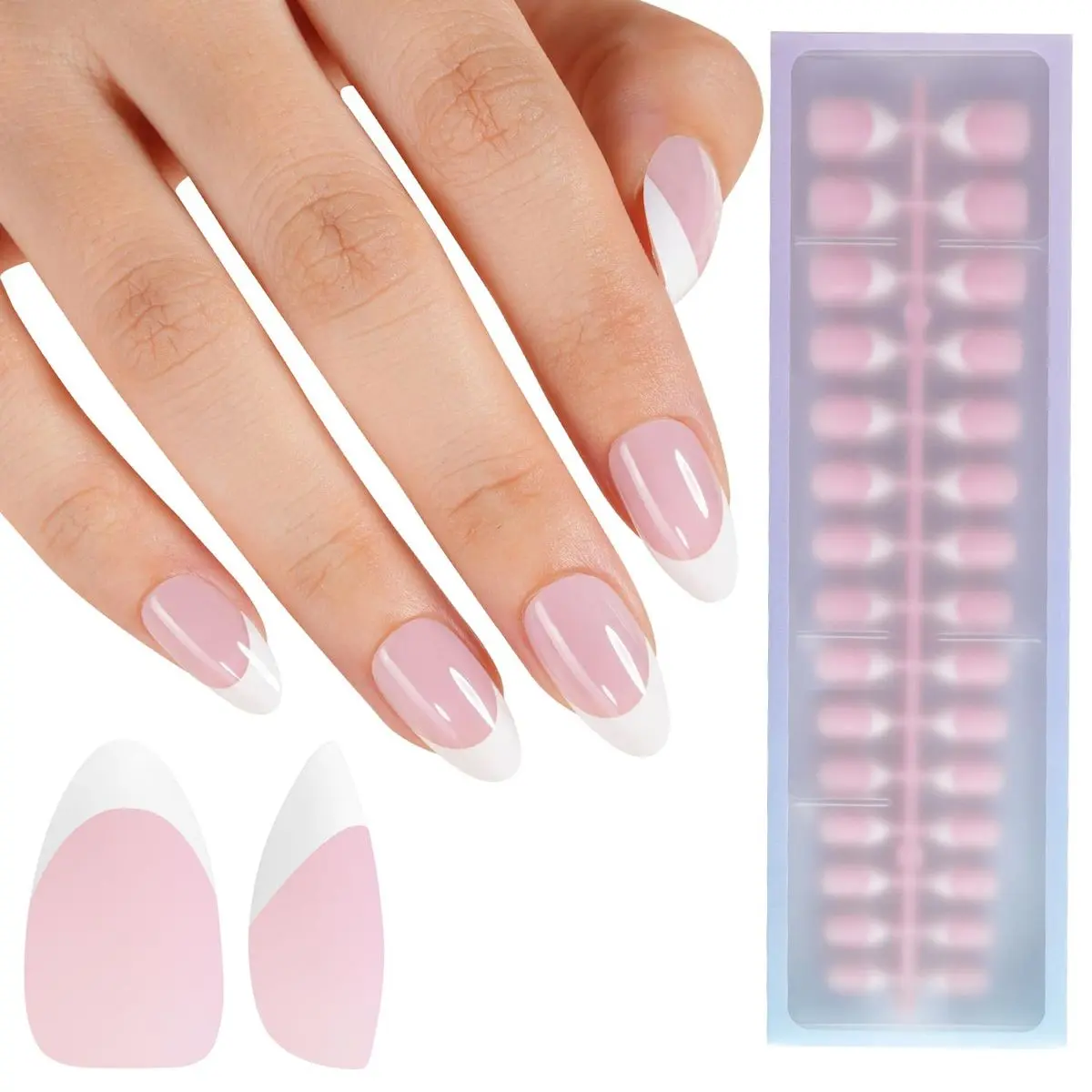 Short Almond pink white