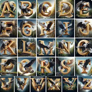 DIY 5D Diamond Painting Kit, Eagle Letter Art Series, Animal Mosaic Art, Unframed Canvas Wall Art, Beginner Friendly, Handcraft, 11.8x11.8 Inch, Handmade Gifts