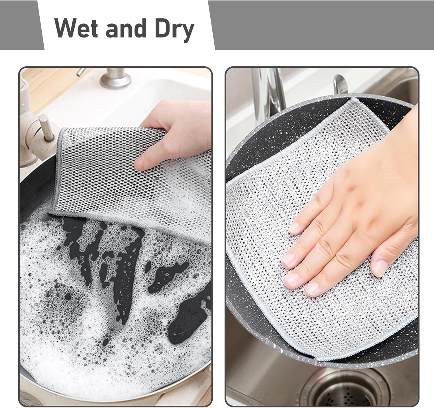 8 Pcs Multipurpose Wire Dishwashing Rags,New Upgrade Non Scratch Wire Dishcloth,Steel Wool Cleaning Cloths,Multi Purpose Metal Mesh Miracle Cleaning Cloths for Kitchen,Dishes,Sink