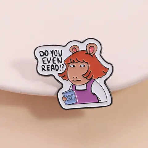 Arthur Bookworm Badge, Classic Animation Derivative Design, Mouse Ears Reading Theme, Cute Humorous Reading Accessory, Retro Vintage Backpack Decoration Gift, Decor Pins, Lapel Brooch, Alloy Brooch Pin, Fashion Accessory