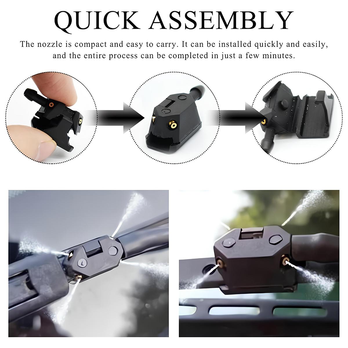 2 PCS Front Windshield Washer Nozzles, 4 Holes Car Windshield Washer Wiper Arm Sprayer, Auto Left Right Windshield Washer Squirter Nozzle Replacement, Universal Vehicle Accessories 2 PCS Front Windshield Washer Nozzles, 4 Holes Car Windshield Washer Wiper Arm Sprayer, Auto Left Right Windshield Washer Squirter Nozzle Replacement, Universal Vehicle Accessories