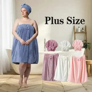 Bath Skirt & Shower Cap Set, 2 Counts/set Soft Comfortable Bath Skirt & Shower Cap, Bathroom Reusable Polyester Towel Set, Essential Bath Accessories for Home and Travel
