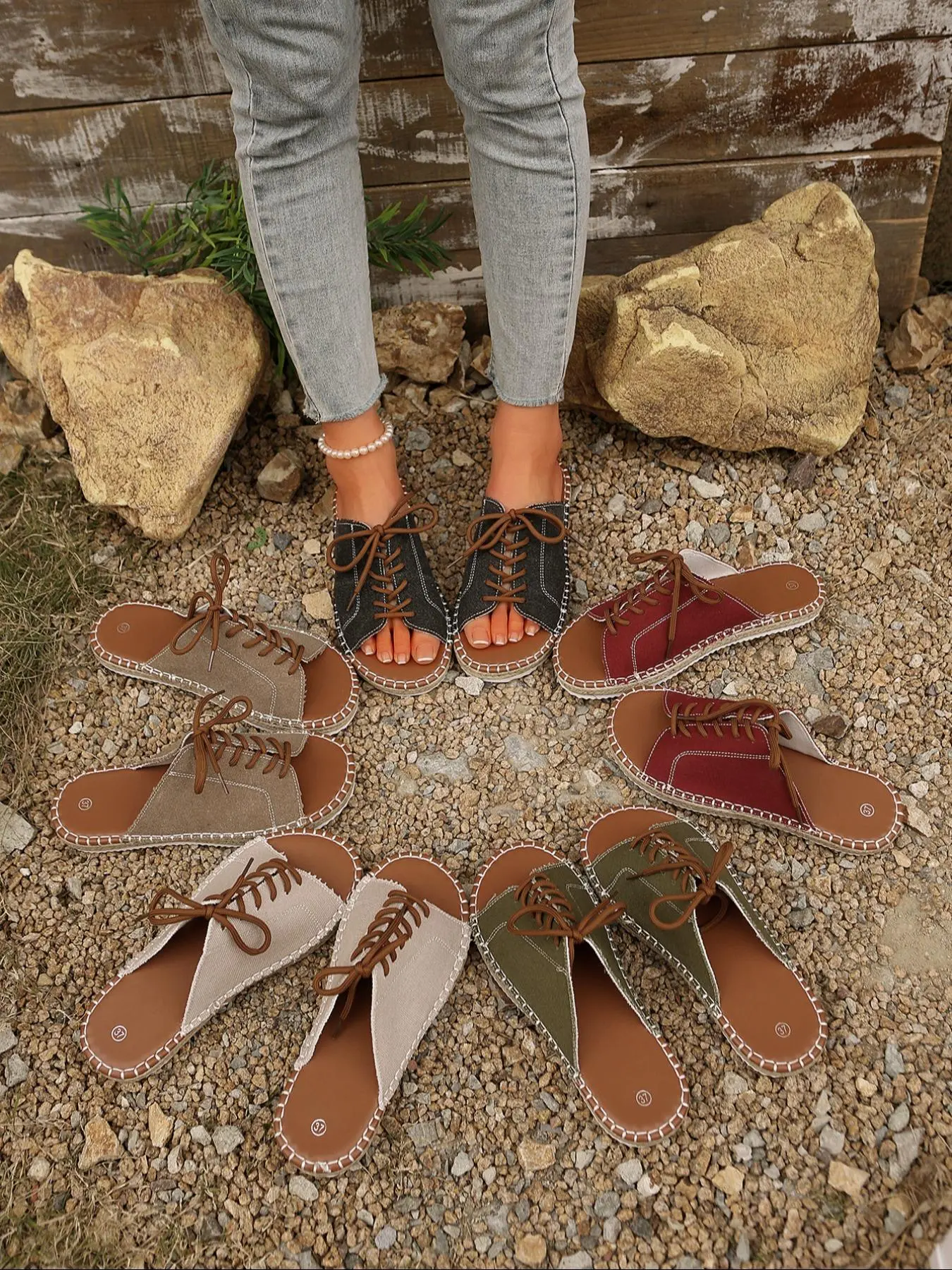 Women's Boho Style Cross Strap Design Slides, Casual Comfortable Flat Sandals for Summer, Female All-match Round Toe Shoes for Daily Wear, Girl, Footwear Strap Slides, Bohemian Sandals